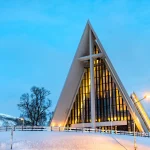 Arctic Cathedral in Tromso, Polar Norway on a winter evening