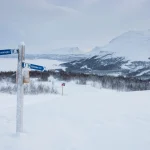 ABISKO, SWEDEN Signs for hikers to Kratersjon and Bjorkliden.