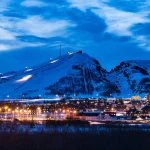 Kiruna, Sweden A view of the city at night.
