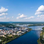 Aerial view of Rovaniemi city in northern Finland