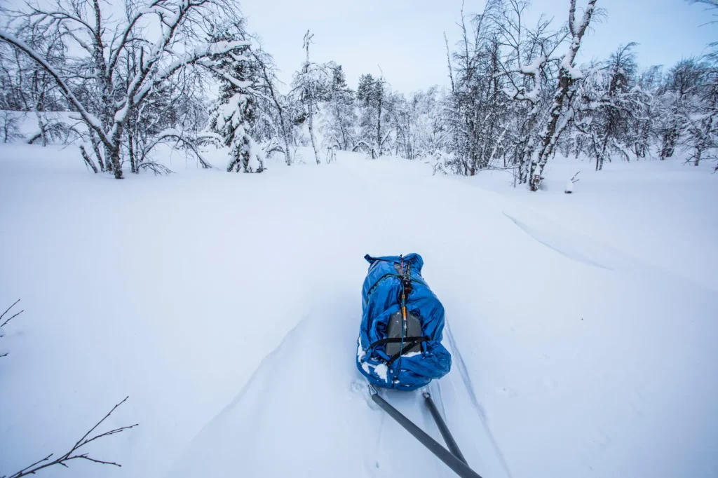 Ski expedition in Pallas Yllastunturi National Park , Lapland, Finland
